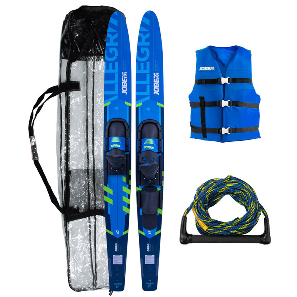 Jobe Allegre ensemble de ski nautique 67'' bleu avec sac, corde et gilet 4 Buckle 5