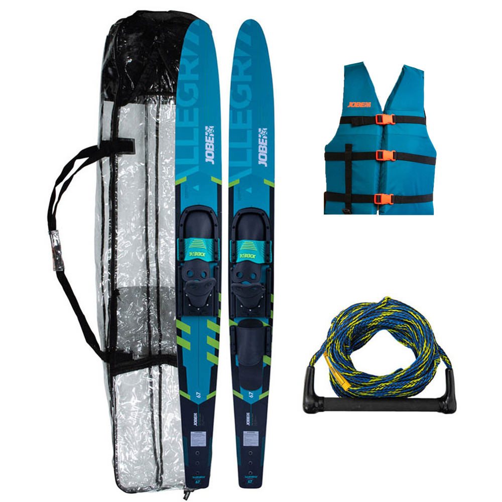 Jobe Allegre ensemble de ski nautique 67'' teal avec sac, corde et gilet 4 Buckle 5