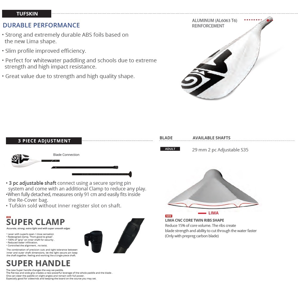 Starboard Lima Tufskin pagaie sup blanche 2-pièces 4