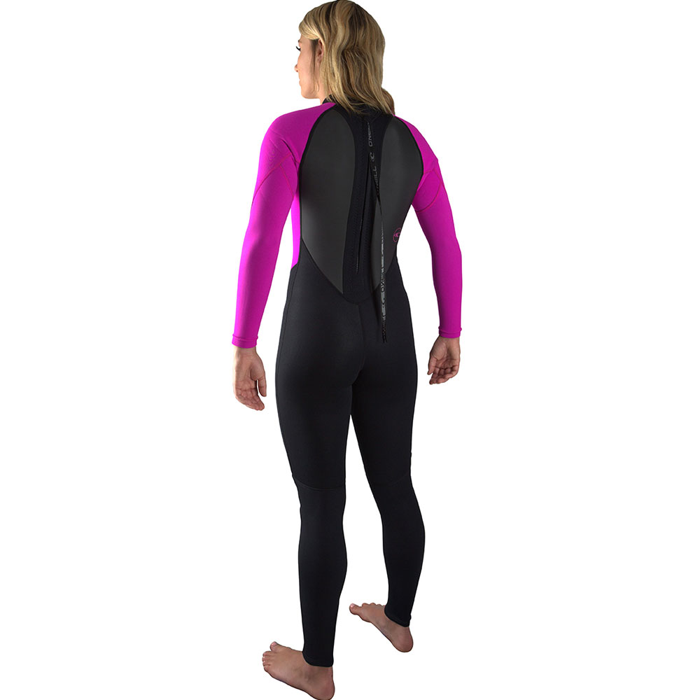 Oneill Reactor-2 3/2mm fullsuit femme noir/rose fermeture dos 4