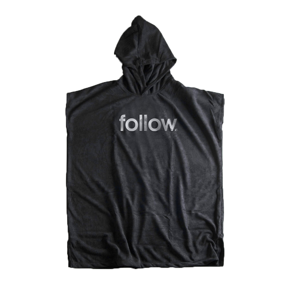 Follow Hooded Towelie poncho à capuche noir unisexe 1