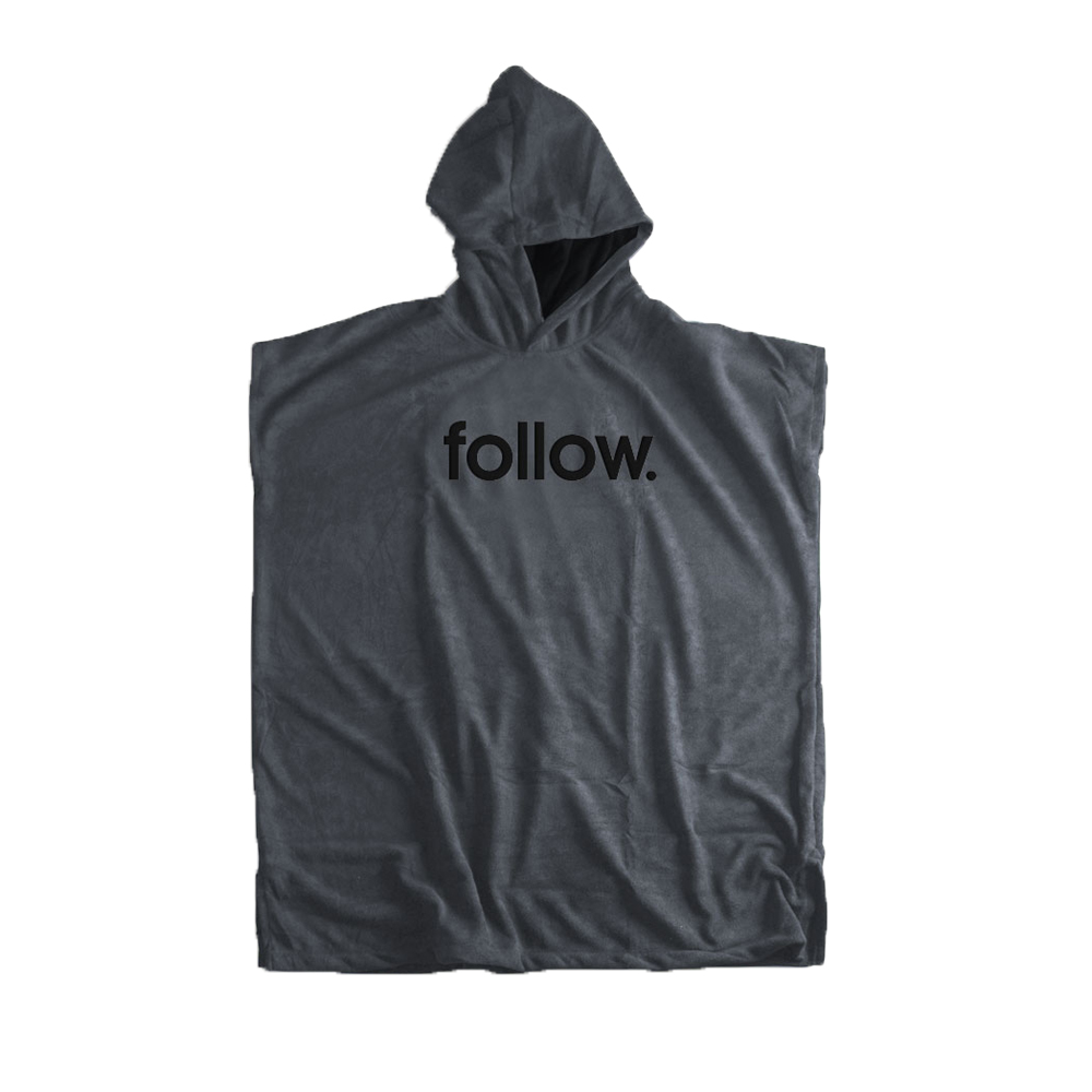 Follow Poncho à capuche Towelie gris unisexe 1